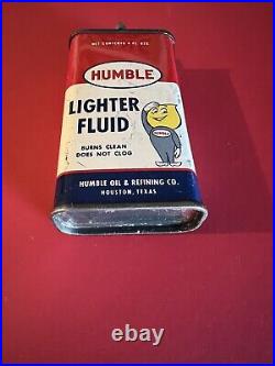 Vintage Humble Lighter Fluid Can Tin Clean Oiler 4 oz Esso Carter Humble Oil