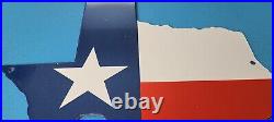 Vintage Humble Oil Co Porcelain Texas Flag Gas Service Station Pump USA Sign