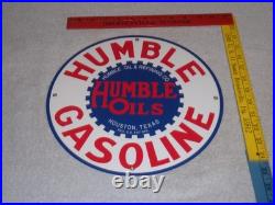 Vintage Humble Oil Refining Tx 12 Porcelain Metal Gasoline Service Station Sign