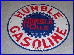 Vintage Humble Oil Refining Tx 12 Porcelain Metal Gasoline Service Station Sign