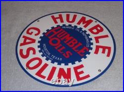 Vintage Humble Oil Refining Tx 12 Porcelain Metal Gasoline Service Station Sign