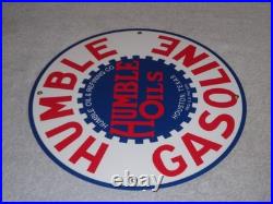 Vintage Humble Oil Refining Tx 12 Porcelain Metal Gasoline Service Station Sign