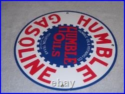 Vintage Humble Oil Refining Tx 12 Porcelain Metal Gasoline Service Station Sign