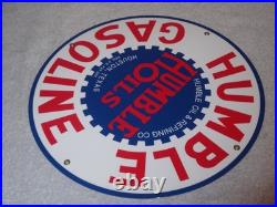 Vintage Humble Oil Refining Tx 12 Porcelain Metal Gasoline Service Station Sign