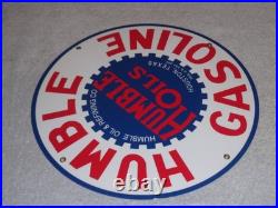 Vintage Humble Oil Refining Tx 12 Porcelain Metal Gasoline Service Station Sign