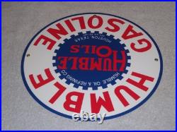 Vintage Humble Oil Refining Tx 12 Porcelain Metal Gasoline Service Station Sign