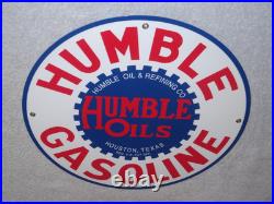 Vintage Humble Oil Refining Tx 12 Porcelain Metal Gasoline Service Station Sign