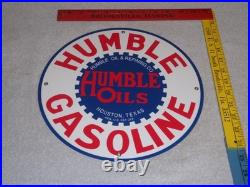 Vintage Humble Oil Refining Tx 12 Porcelain Metal Gasoline Service Station Sign