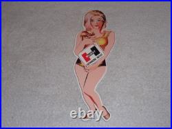 Vintage Hurst Authorized Parts Outlet Blonde Woman 14 Metal Gasoline Oil Sign Vintage Hurst Authorized Parts Outlet Blonde Woman 14 Metal Gasoline Oil Sign
