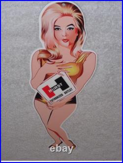 Vintage Hurst Authorized Parts Outlet Blonde Woman 14 Metal Gasoline & Oil Sign
