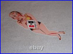 Vintage Hurst Authorized Parts Outlet Blonde Woman 14 Metal Gasoline & Oil Sign