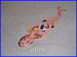 Vintage Hurst Authorized Parts Outlet Blonde Woman 14 Metal Gasoline & Oil Sign