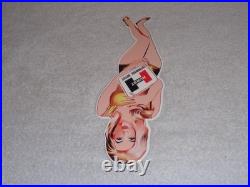 Vintage Hurst Authorized Parts Outlet Blonde Woman 14 Metal Gasoline & Oil Sign