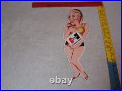 Vintage Hurst Authorized Parts Outlet Blonde Woman 14 Metal Gasoline & Oil Sign