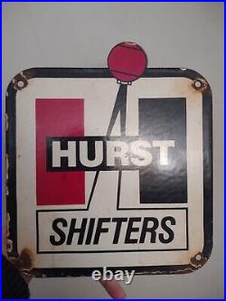 Vintage Hurst Porcelain Sign Automobile Shifter Parts Oil Gas Service Repair USA