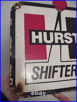 Vintage Hurst Porcelain Sign Automobile Shifter Parts Oil Gas Service Repair USA