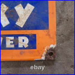 Vintage Husky Hi Power Old Us Gasoline Oil Gas Pump Enamel Porcelain Sign