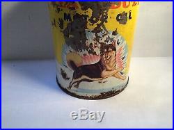 Vintage Husky Oil Can FULL NOS Quart Metal gas rare Unopened Sunoco Shell Mobil