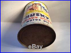 Vintage Husky Oil Can FULL NOS Quart Metal gas rare Unopened Sunoco Shell Mobil