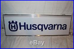 Vintage Husqvarna Motorcycles Chain Saws Gas Oil 37 Lighted Metal Sign WithBox