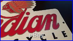 Vintage INDIAN MOTORCYCLE SINCE 1901 Thick Porcelain Auto, Gas & Oil Sign