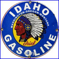 Vintage Idaho Gasoline Porcelain Sign, Gas Station, Pump Plate, Motor Oil