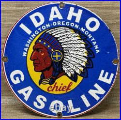 Vintage Idaho Gasoline Porcelain Sign, Gas Station, Pump Plate, Motor Oil