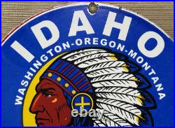 Vintage Idaho Gasoline Porcelain Sign, Gas Station, Pump Plate, Motor Oil