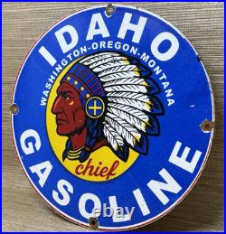 Vintage Idaho Gasoline Porcelain Sign, Gas Station, Pump Plate, Motor Oil