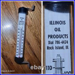 Vintage Illinois Oil Products Thermometer Rock Island Advertisement Hanging