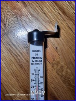 Vintage Illinois Oil Products Thermometer Rock Island Advertisement Hanging
