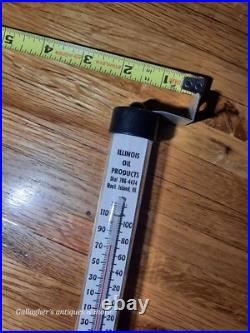 Vintage Illinois Oil Products Thermometer Rock Island Advertisement Hanging