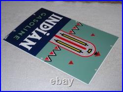 Vintage Indian Gasoline 18 Porcelain Metal Motorcycle Gas & Oil Pump Plate Sign