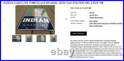 Vintage Indian Gasoline 18 Porcelain Metal Motorcycle Gas & Oil Pump Plate Sign