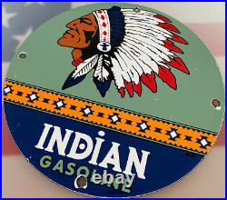 Vintage Indian Gasoline Porcelain Sign Gas Station Motor Oil Pump Plate Chief