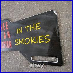 Vintage Indian In The Smokies Old Us Gasoline Oil Gas Pump Enamel Porcelain Sign