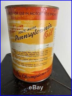 Vintage Indian Motorcycle 1 Quart Oil Can Springfield Mass Scout Chief Prince