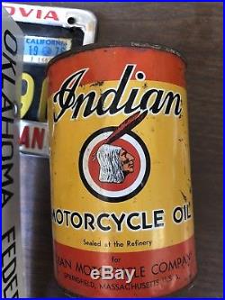 Vintage Indian Motorcycle Company 1 Quart Metal Oil Can NOS Full Harley Antique