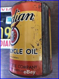 Vintage Indian Motorcycle Company 1 Quart Metal Oil Can NOS Full Harley Antique