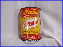 Vintage Indian Motorcycle Company 1 Quart Metal Oil Can NOS Never Opened Full