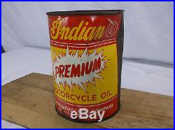 Vintage Indian Motorcycle Company 1 Quart Metal Oil Can NOS Never Opened Full