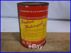 Vintage Indian Motorcycle Company 1 Quart Metal Oil Can NOS Never Opened Full