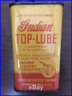 Vintage Indian Motorcycle Company Top Lube Can Antique Oil Display Chief Full