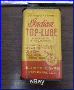 Vintage Indian Motorcycle Company Top Lube Can Antique Oil Display Chief Full