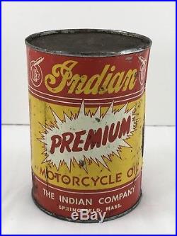 Vintage Indian Motorcycle Full Quart Antique Metal Oil Can Free Shipping
