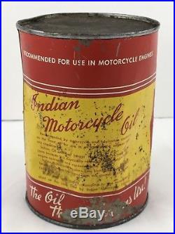 Vintage Indian Motorcycle Full Quart Antique Metal Oil Can Free Shipping