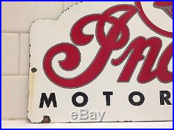 Vintage Indian Motorcycle Gas Oil Pump Plate Porcelain Metal Sign Since 1901