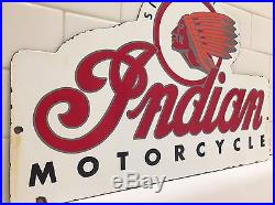 Vintage Indian Motorcycle Gas Oil Pump Plate Porcelain Metal Sign Since 1901