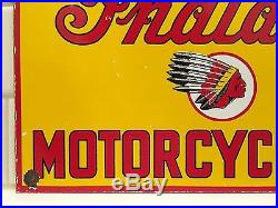 Vintage Indian Motorcycle Oil Gas Station Pump Plate Porcelain Enamel Metal Sign