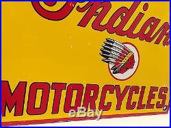 Vintage Indian Motorcycle Oil Gas Station Pump Plate Porcelain Enamel Metal Sign